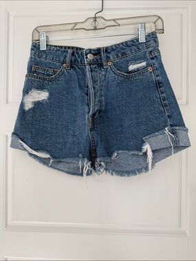 H&M Distressed Denim Jean Shorts - Blue